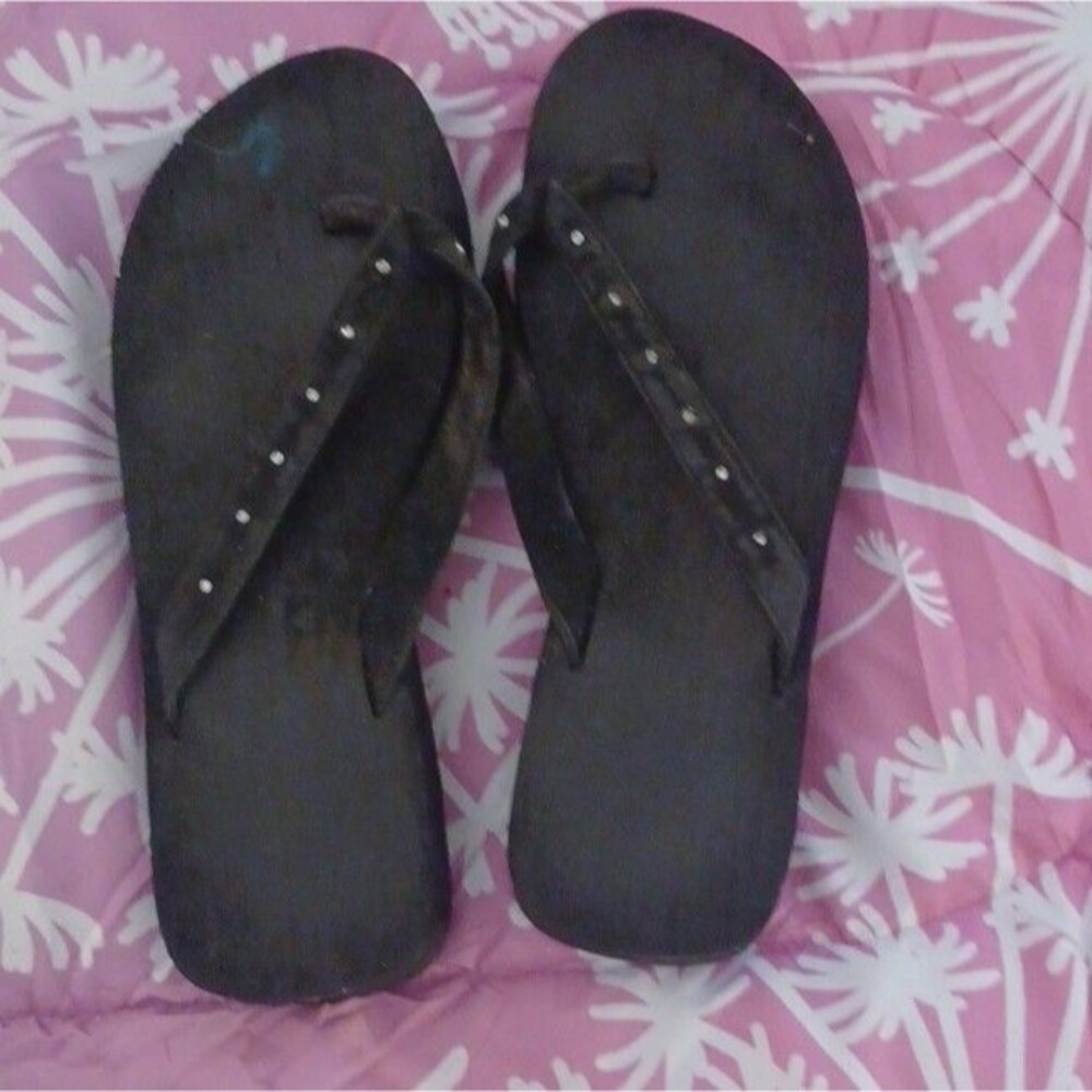 Vintage Y2K 2000s black with rhinestones platform sandals